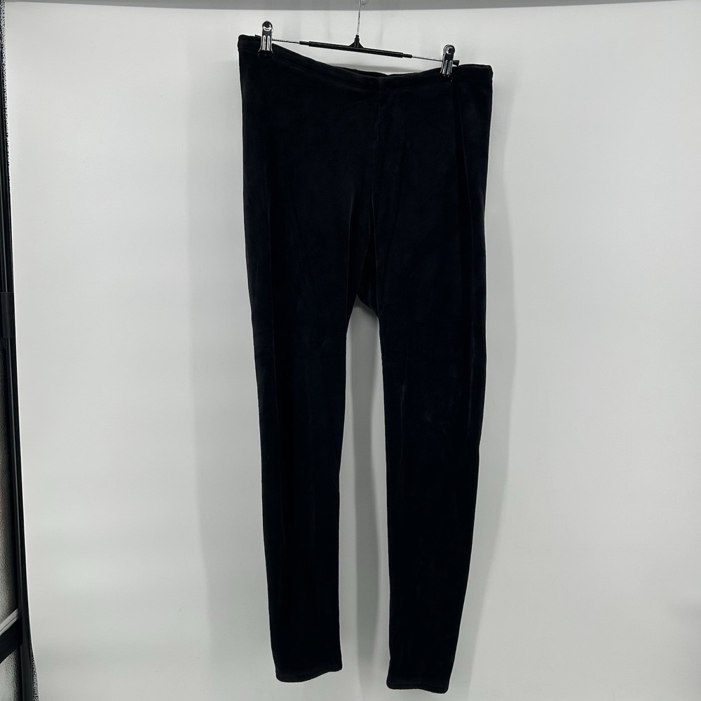 Jezebel Womens XL Black Velour Leggings High Rise Stretch Pull On Pants Cozycore